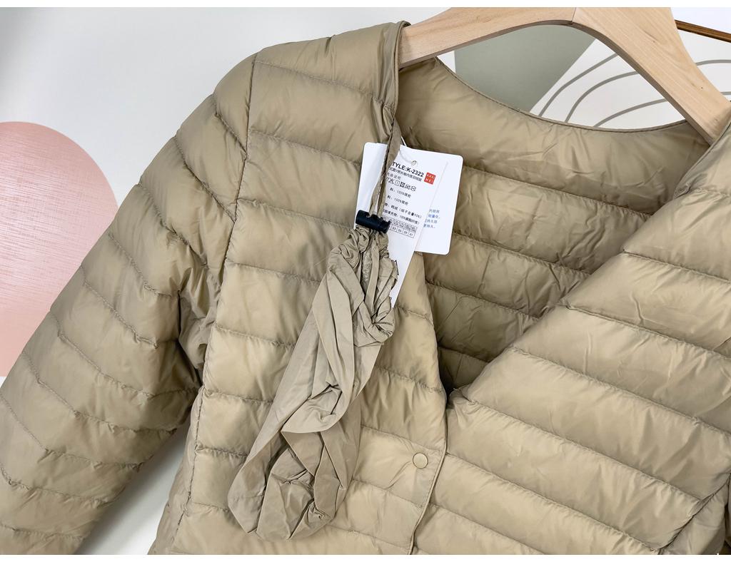 Convertible Round Neck/V-Neck Women's Slim Lightweight Down Jacket - 90% Duck Down, Warm, Packable, Short Outerwear.