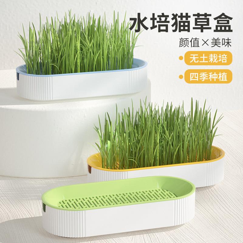 Hydroponic Cat Grass Growing Kit Indoor Planter Box Self-Watering Container with Drainage Tray Suitable for Year-Round Planting and Easy Maintenance