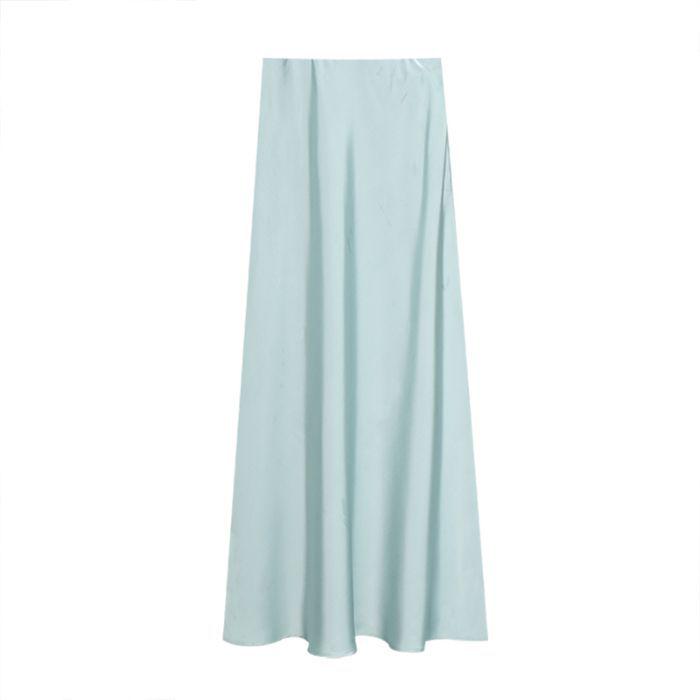 Champagne Satin Fishtail High-End Silk Skirt for Women - Summer 2025