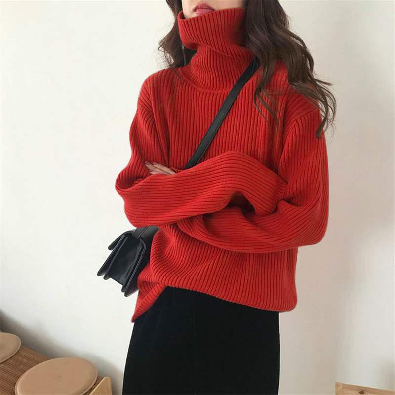 The Thick and Laid-back High-neck Sweater for Autumn and Winter Is Loose, Stylish and Bold. It Doesn't Pill