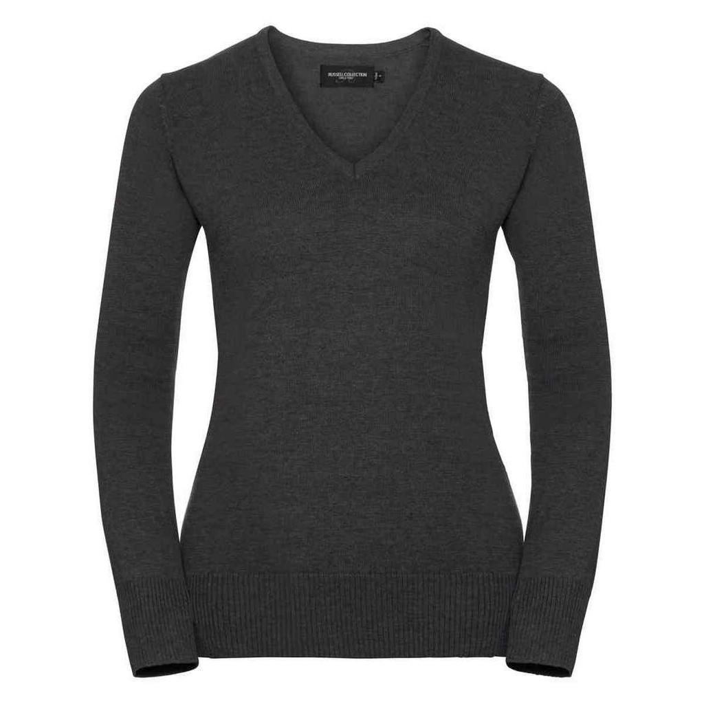 Russell Collection Womens/Ladies Knitted V Neck Jumper
