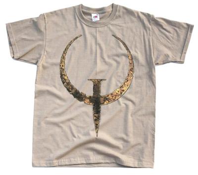 QUAKE 1 LOGO SPIEL T-Shirt BRAUN KHAKI GRÖSSEN VON S BIS 5XL