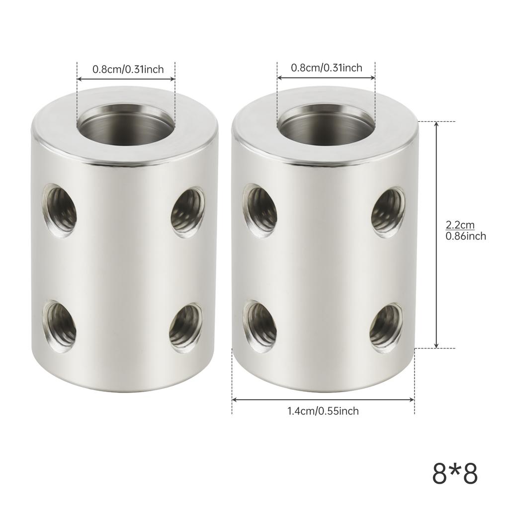 Stiv akselkobling Motorkobling Koblingshylse 5mm/8mm/10mm #45 Stål Sølv for 3D-skriver / RC-robot / Bilmodellaksel / DIY-koder