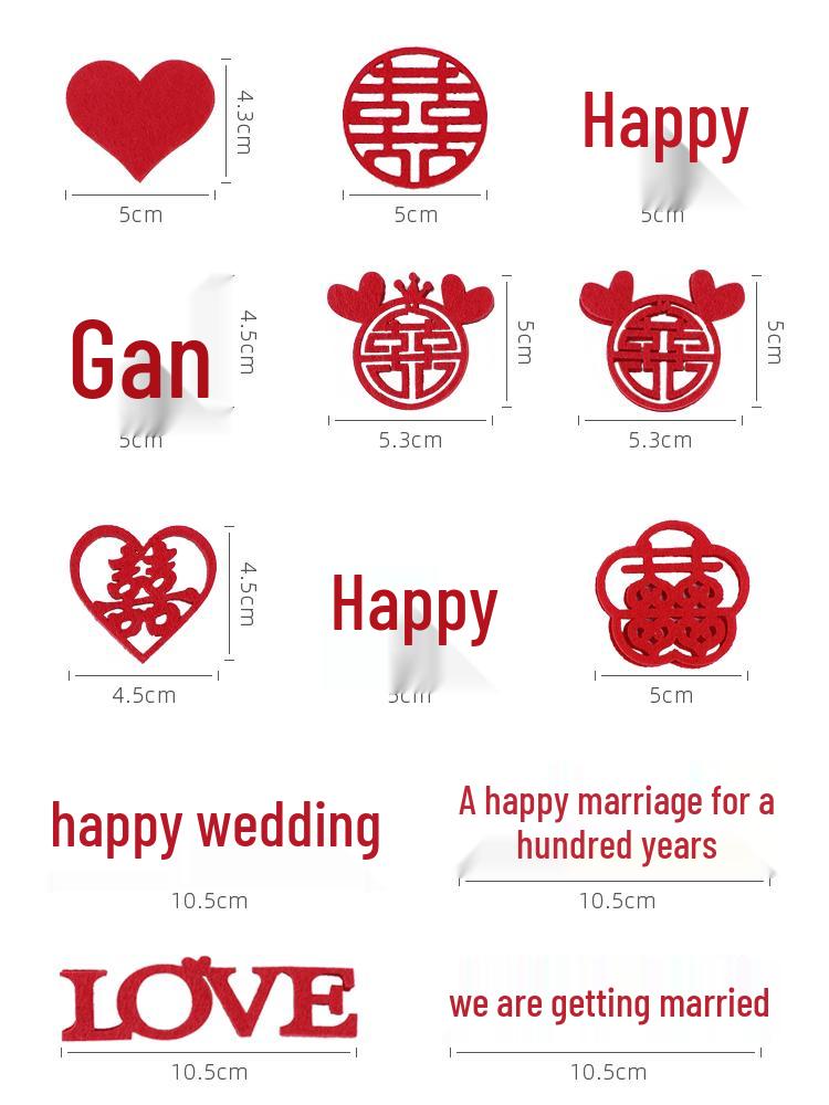 Hand-Thrown Wedding Double Happiness Sticker Set for Room Décor