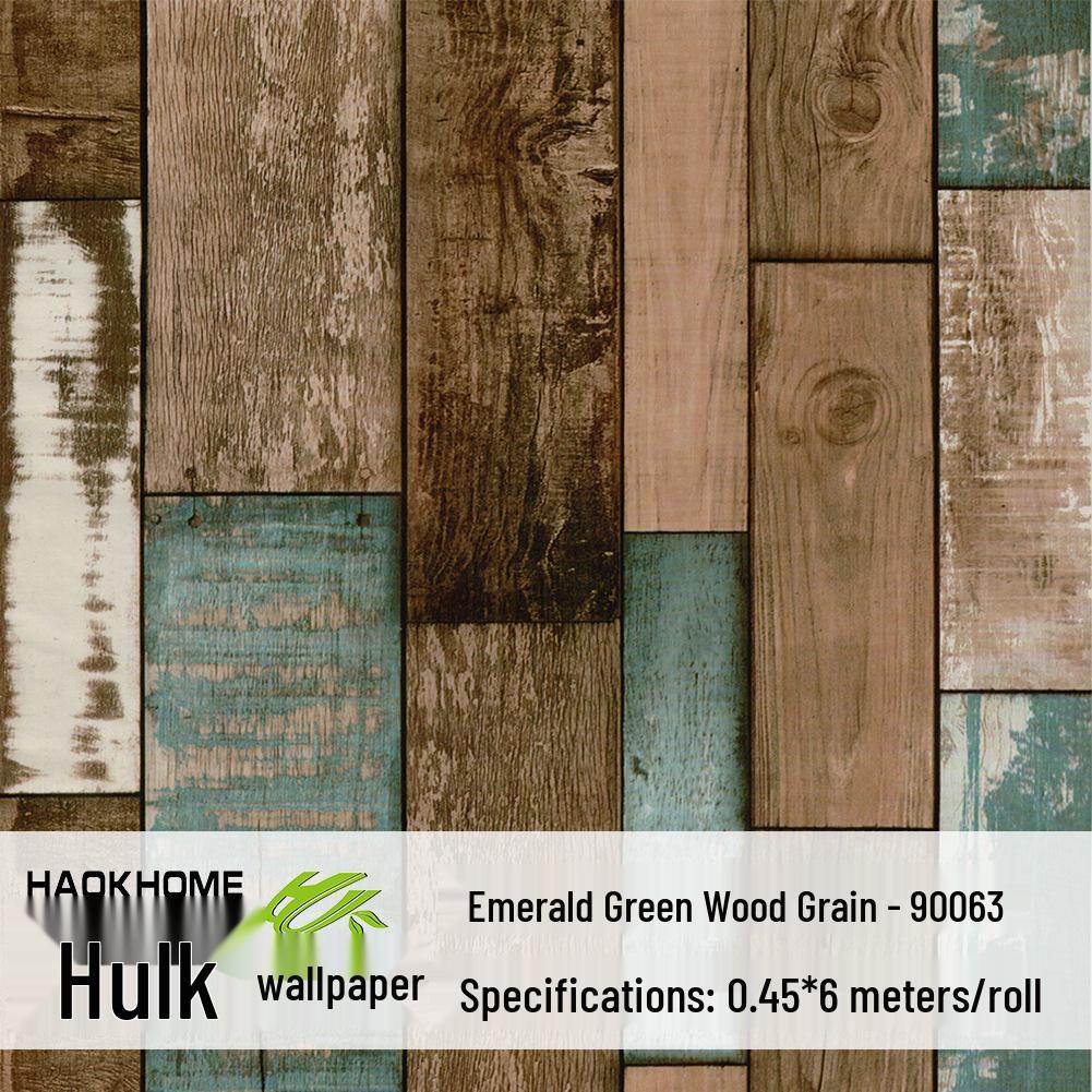 Industrial Retro Faux Wood Grain Self-Adhesive Wallpaper with PVC Backing