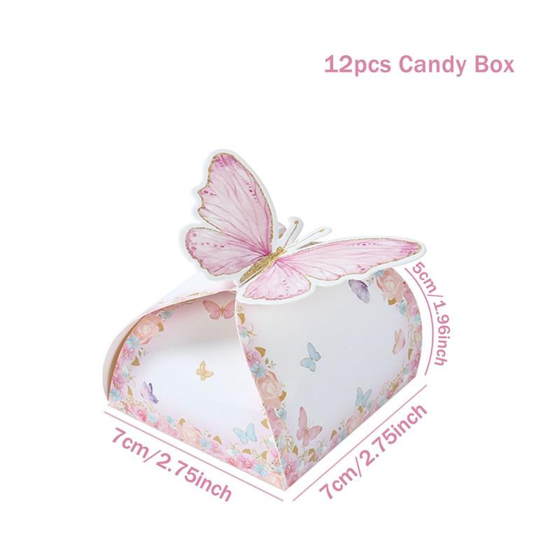 Butterfly Candy Gift Box Pink Purple Butterfly Birthday Party Decorations Kids Wedding Supplies Baby Shower Cookie Biscuit Box