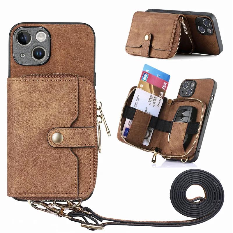

Lanyard Zipper Wallet Card Phone Case For XiaoMi RedMi 14C Note 14 Pro Plus 13 12 11 11S 10 Leather Flip Purse Holder Cover Bag RedMi Note 10 (4G)