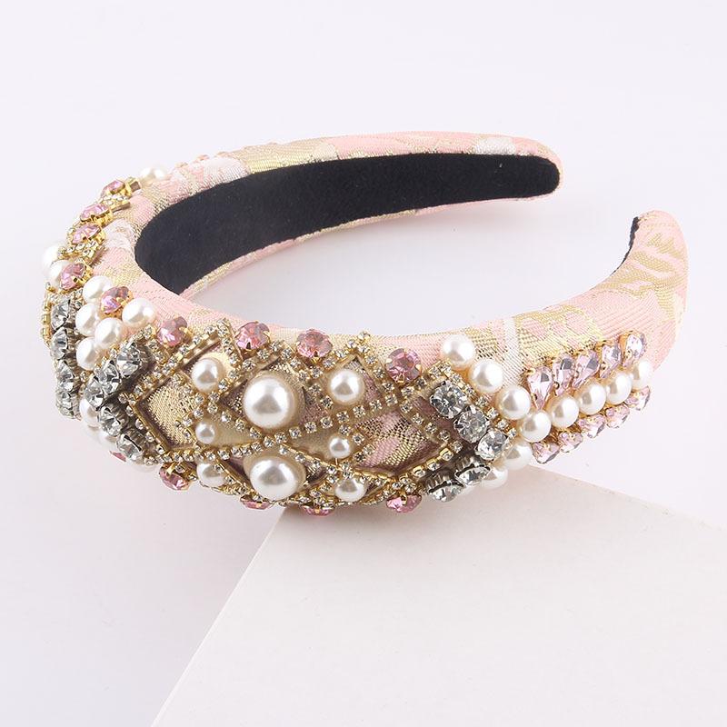 Barocke Kristall Strass Stirnbänder Gepolsterte Haarbänder für Damen Mädchen Mit Perlen verziert Stirnbänder Juwelenbesetzter Breiter Haarreif