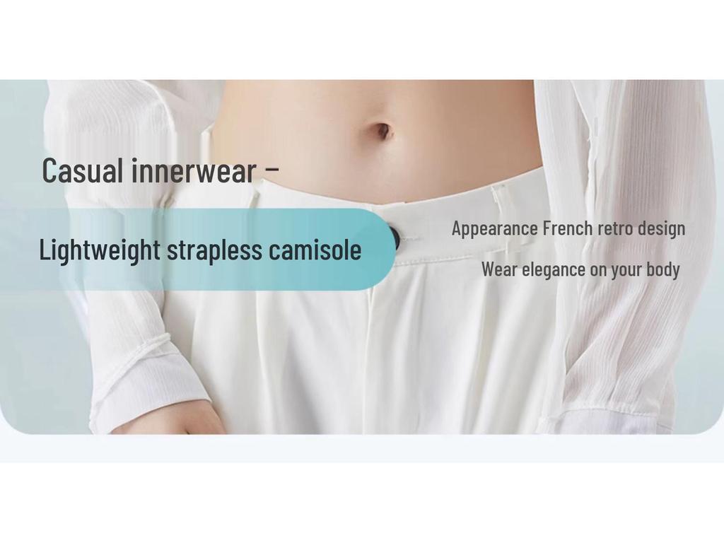 Dámská bezešvá tílka z ledového hedvábí v japonském stylu s prsními vycpávkami - U-střih, bez zad