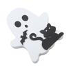 Niedliche Geister-Halloween-Dekoration für den Innenbereich, gruselige Deko, Holztablett-Dekor, Tischschild, schwarzer Katzenbesen, Kürbisblöcke für Partys, Zuhause, Regaldisplay