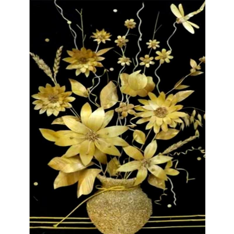5D DIY Diamond Painting Golden Flower Diamond Embroidery Cross Stitch Kit Full Rhinestone Mosaic Home Decor