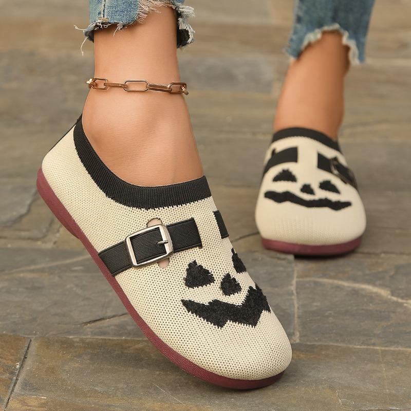 Autumn new women's shoes Halloween pumpkin casual cloth shoes lightweight breathable versatile single shoes wholesale