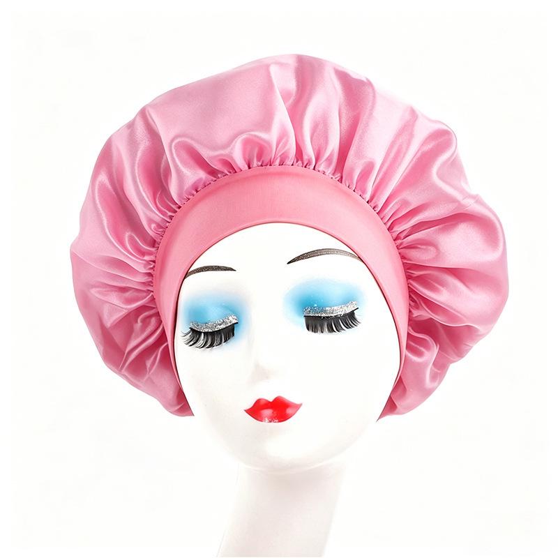 Wide Brim Satin Nightcap: High Elasticity Anti-Frizz Silk Chemotherapy Hat for Hair Care