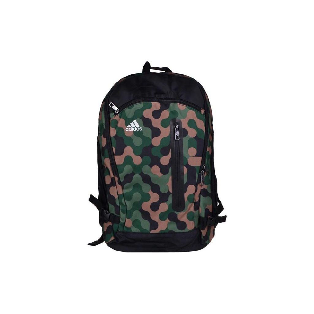 Adidas Logo Zipper Closure Polyester Backpack Men Backpack Green Black M39685 Green & Black