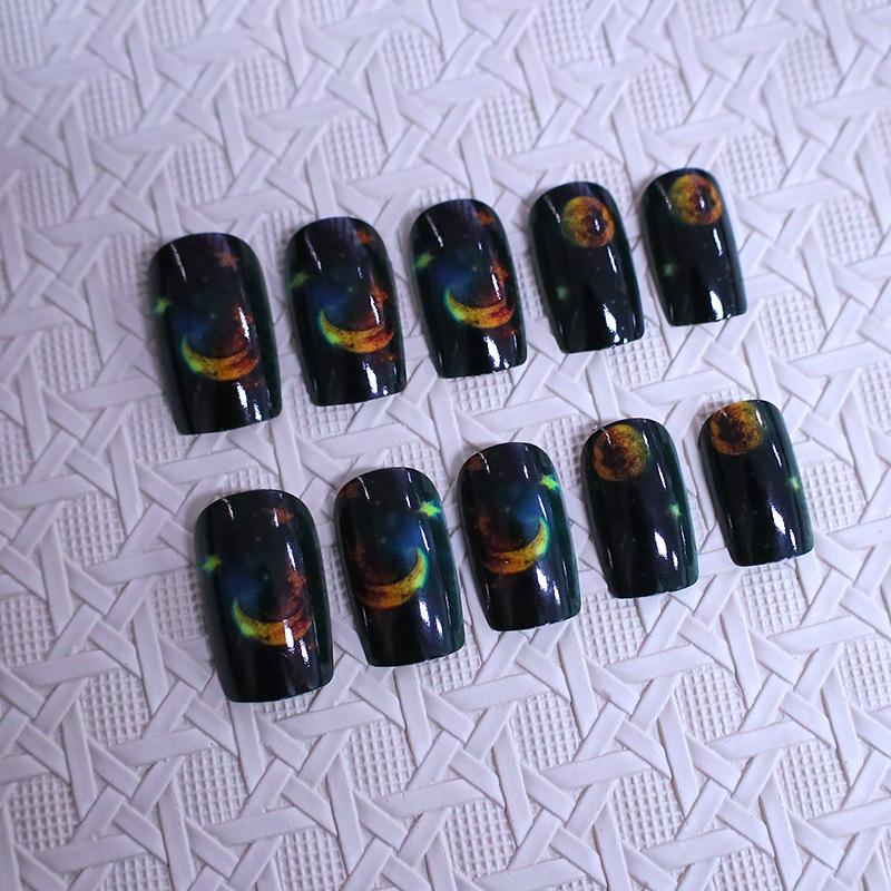 New 24-piece manicure, European, American simple dream star planet moon rectangular wearing nail piece