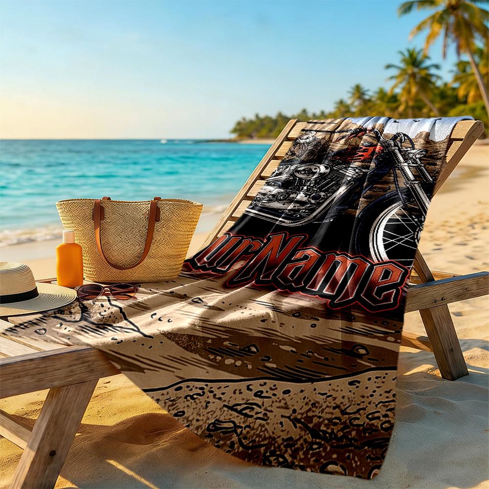 Harley-davidson Motorcycles Personalized Text Beach Towel Super Soft Microfiber Quickdry Fabric
