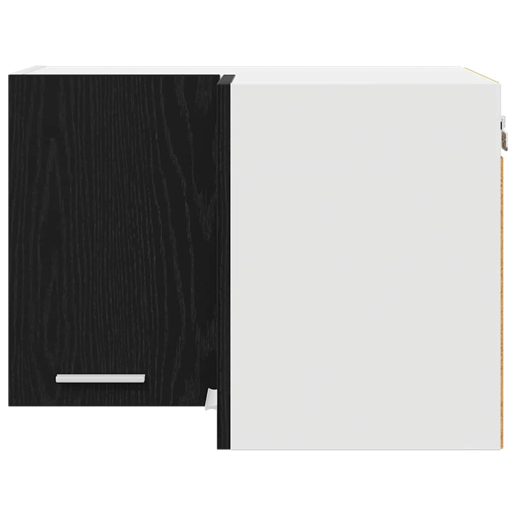 Wall Mounted Corner Cabinet In Black Oak and White 57 X 57 X 40 Cm