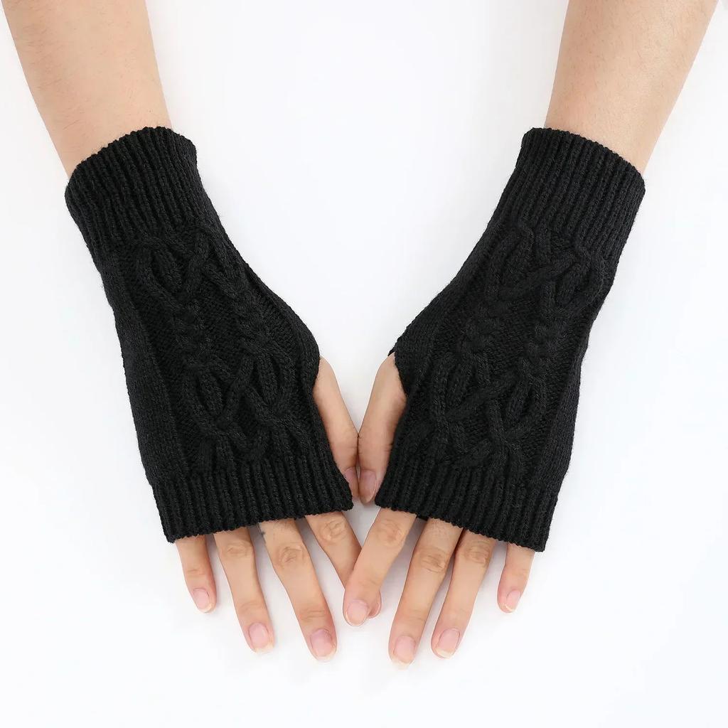 Half Finger Gloves For Women Winter Soft Warm Wool Knitting Arm Gloves Soft Warm Half Finger Handschoenen Unisex Mitten Guantes