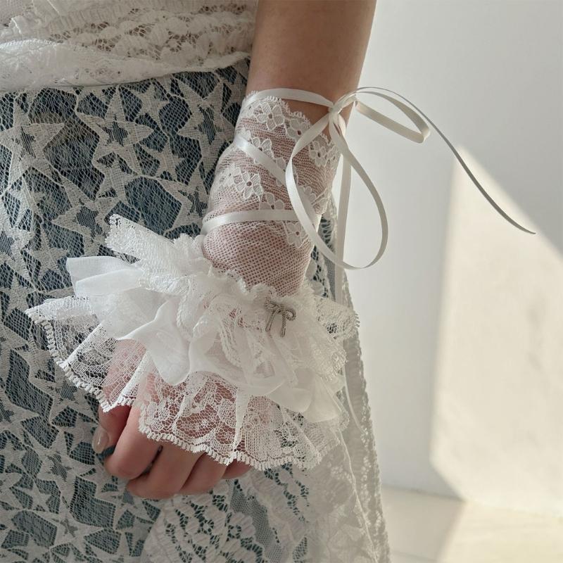 Lace Wrist Cuffs For Shirt Sweater Balletcore Elaborate False Sleeve Ornament Lace Brim Sleeves False Wrist Cuffs