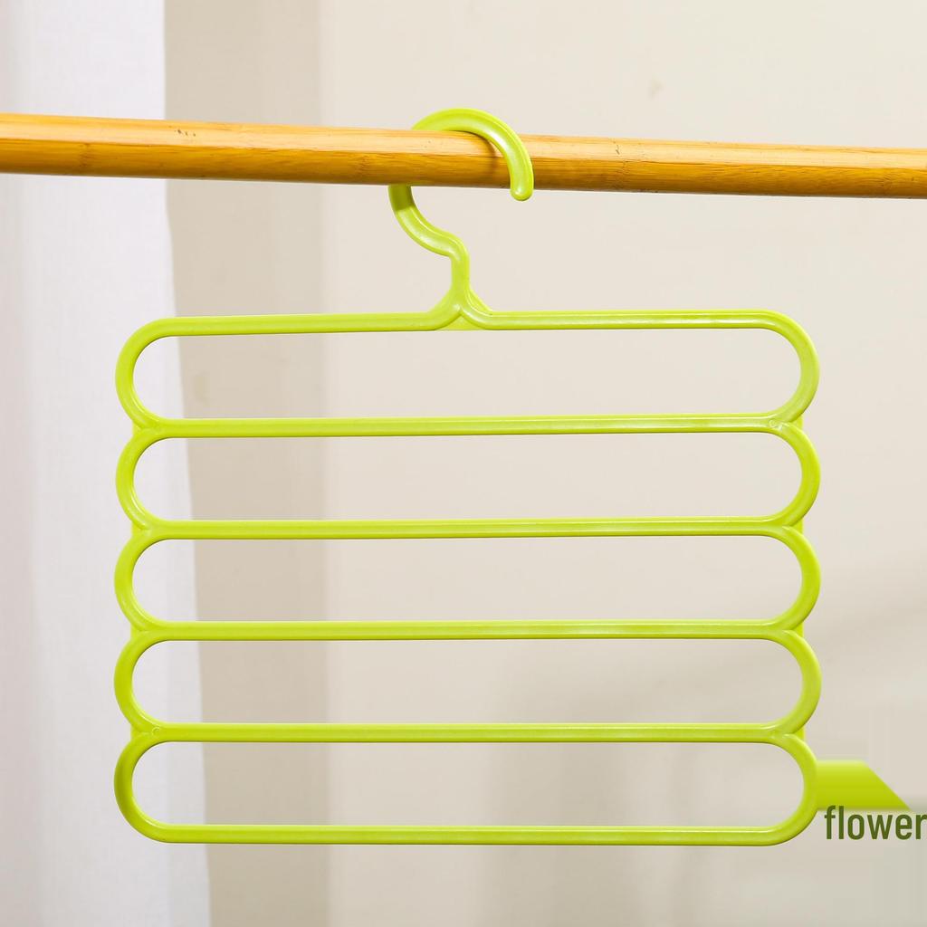 S-Shaped 5-Layer Multifunctional Pants & Scarf Hanger with Clips - No-Trace Storage Solution