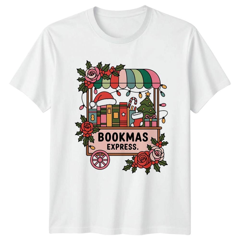 Bookmas Express Christmas Holidays Book Lover Unisexs TShirt Unisexs Graphic Top S