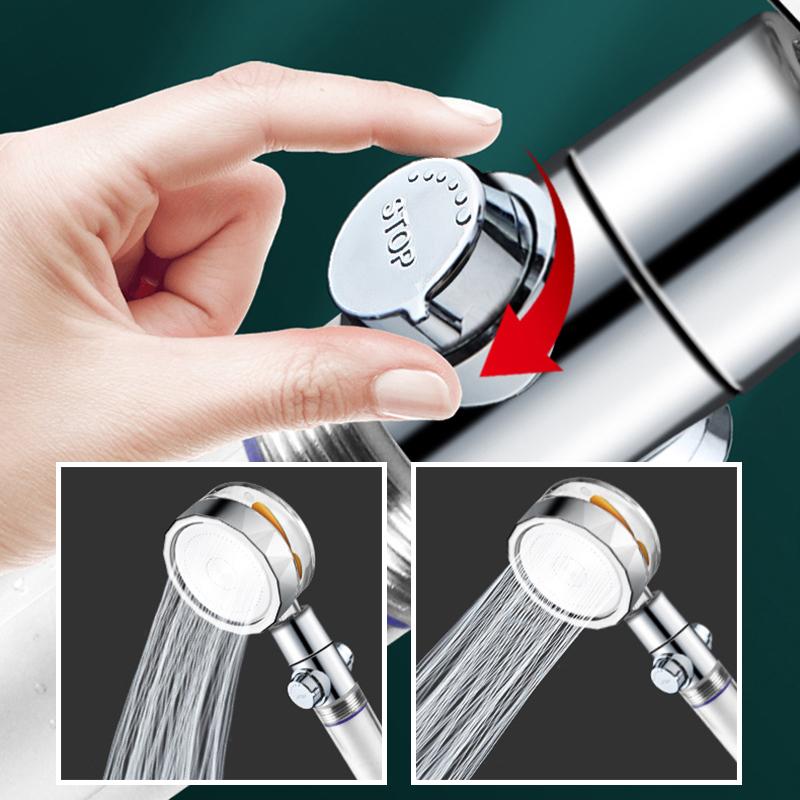 Pressurized Shower Head Water Saving 360 Rotating Twin Turbo Pressurized Propeller Fan Shower Head Bathroom Accessories
