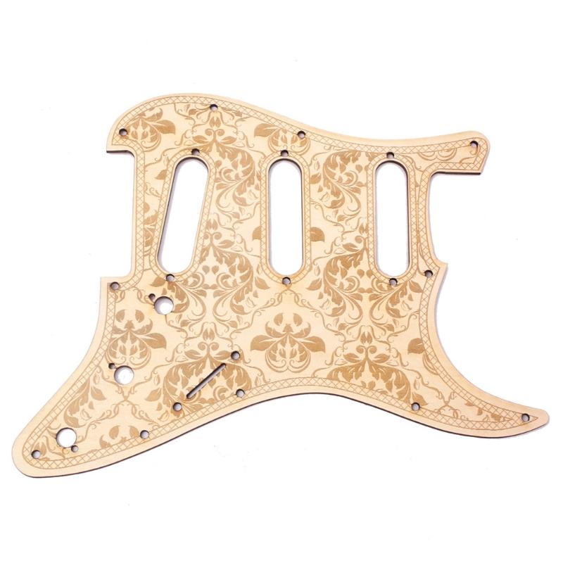 11 otvorů Elektrická kytara Pickguard Náhradní Květinový vzor Poškrábaná deska Javorové dřevo Kytarový Pickguard Snadná instalace