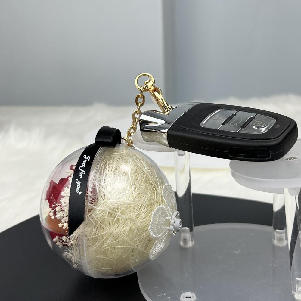 Flowers Rose Keychain Acrylic Ball Rose Car Hanging Valentine's Day Gift for Wife Car Interior Keychain