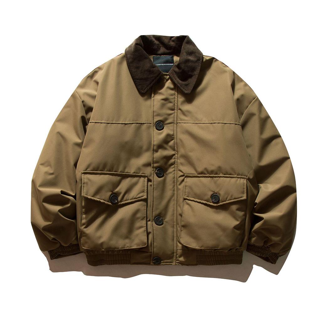 QIYOU 025: Men's Retro Patchwork Lapel Cotton Jacket - Warm Winter Casual Outerwear