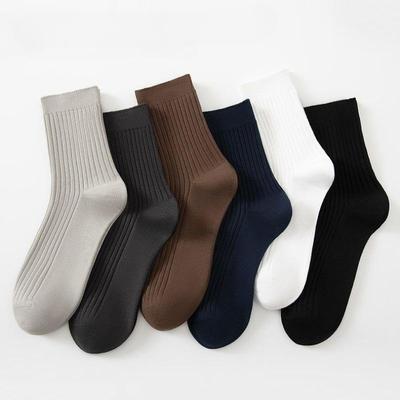 Men's Business Socks Medium Vertical Stripe Breathable Sports Socks for Spring