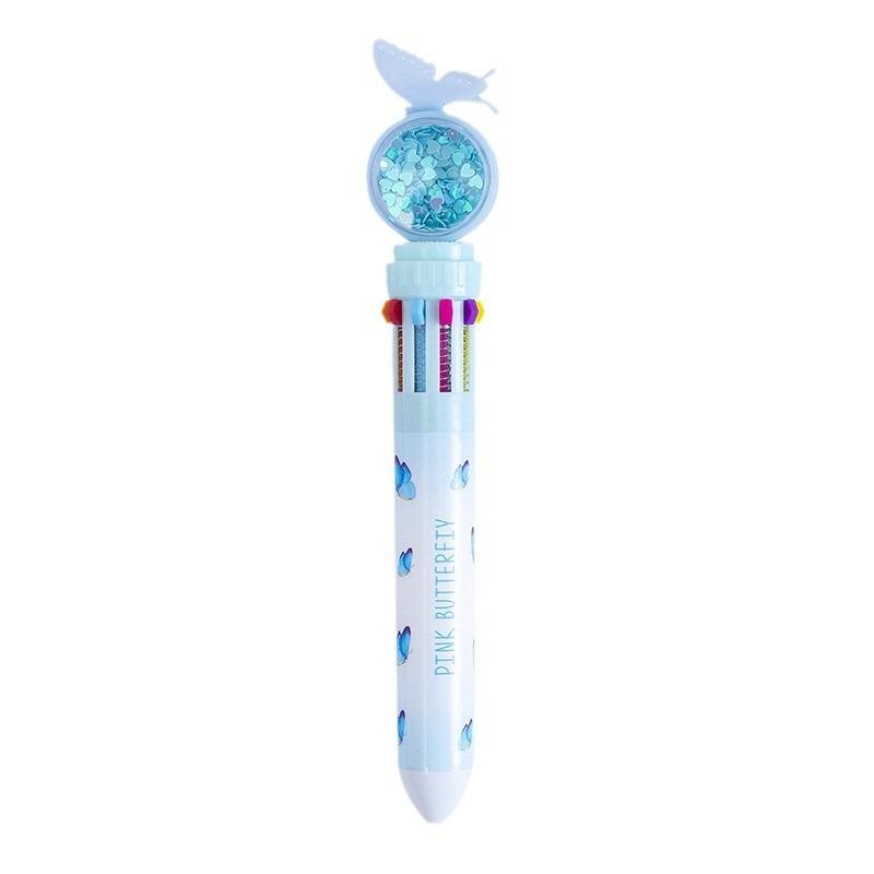 Cartoon Butterfly Ten Color Retractable Ballpoint Pen Multifunctional Student Stationery For Hand Account