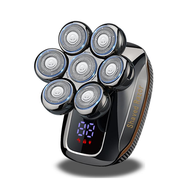 New Smart Men's Electric Shaving Kit with A Clean-shaven Head Design Featuring Seven Blades and Multiple Functions for Shaving