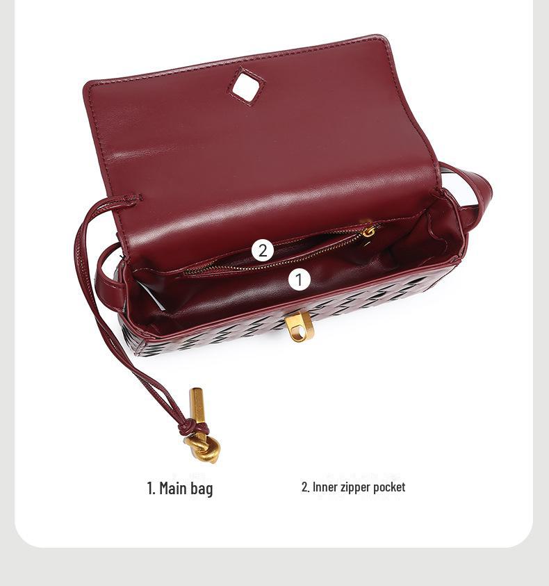 2025 Neue handgewebte kleine quadratische Umhängetasche mit Hardware-Verschluss für Damen