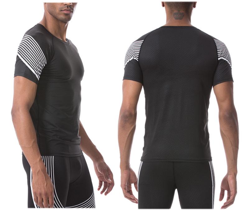 Men's Quick-Dry Marathon Running Suit: Tight-Fit Sports Short Sleeve T-Shirt