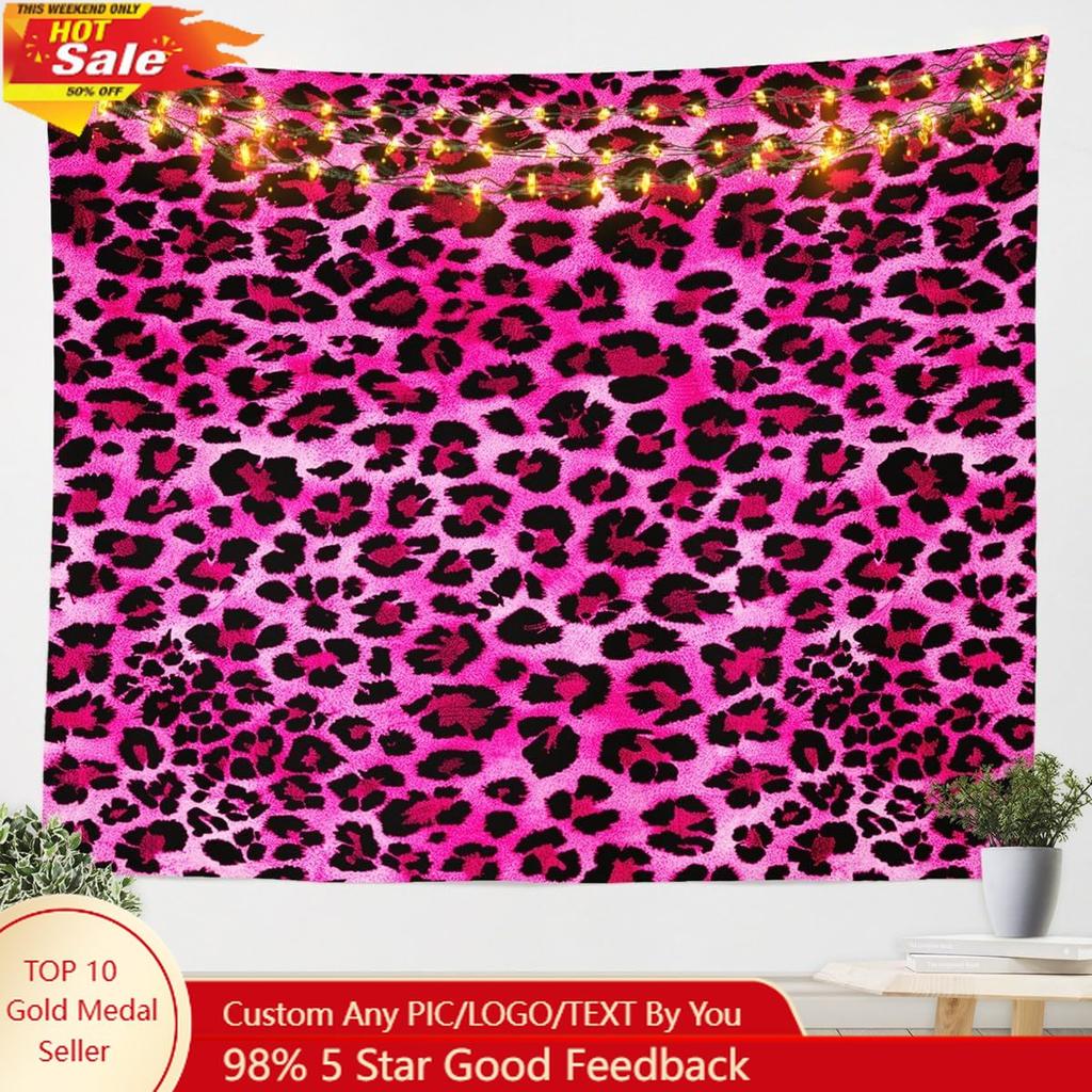 Feelyou Leopard Tapestry Large Kids Cheetah Wall Blanket for Boys Teens Hot Pink Animal Print Wall Hanging Custom blankets