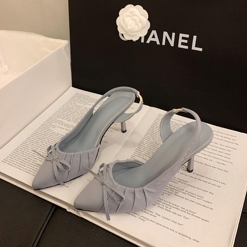 High-heeled sandals summer new temperament pointed high heels women s shoes summer new bag head sandals 38 синий