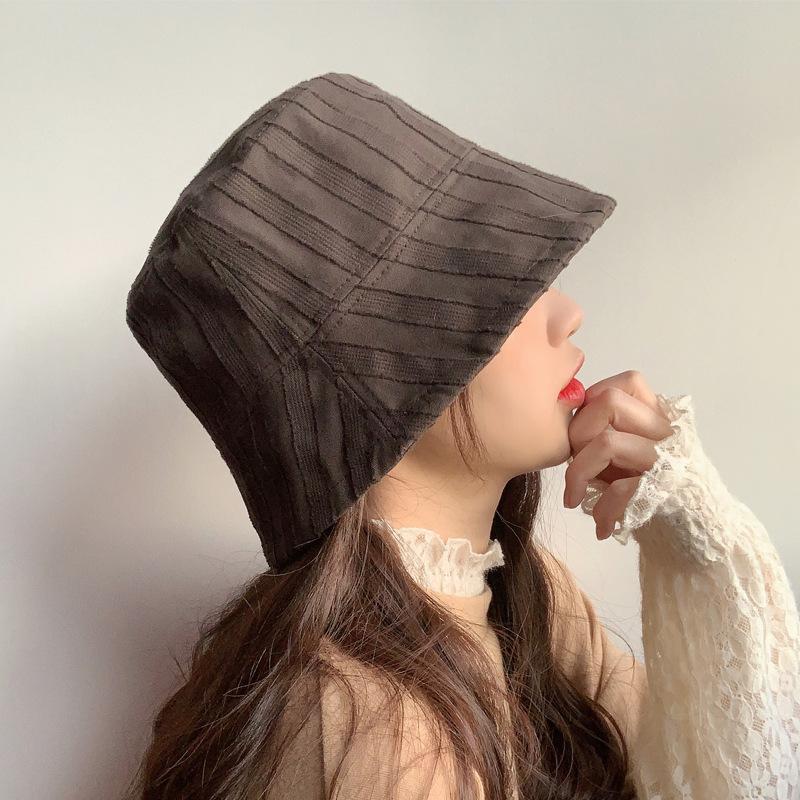 New Spring Double-sided Striped Bucket Hat Female Versatile Casual Student Bucket Hat Tide Basin Hat