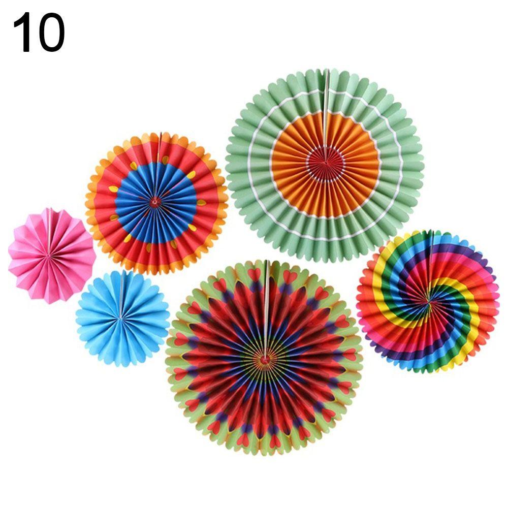 Christmas Festival Wedding Scene Hanging Ornaments 6pcs/set Paper Fan Flowers Wedding Baby Birthday Party Decor Decorations