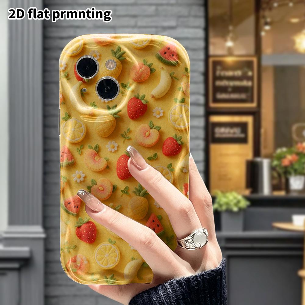 Phone Case: 2D flat design suitable for iPhone 18 17 16 15 14 13 Pro protective case, fruit layout, perfect Christmas and Halloween holiday gift