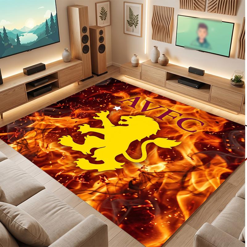 Tappeto in Velluto di Cristallo con Stampa Calcio Aston Villa, Comodo Assorbente d'Acqua Antiscivolo Tappeto per Pavimenti Interni