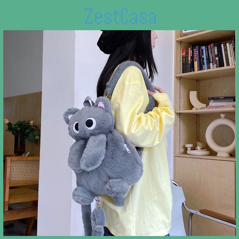 Cartoon Cat Siamese Plush Animal Backpack With Adjustable Shoulder Straps
