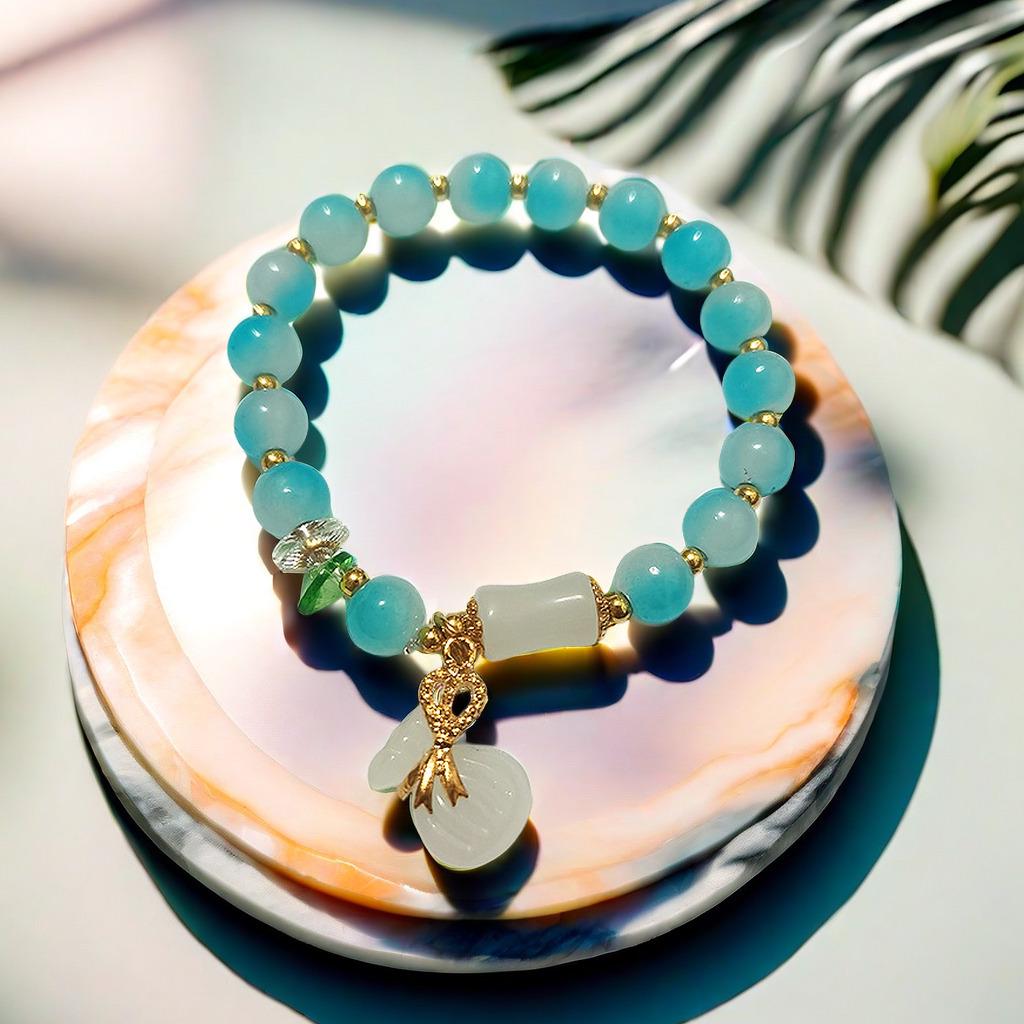2025 Jadeite Green Jade Rabbit Bracelet: High-End Chinese Style, Year of the Snake, Elegant Women's Niche Beaded Design
