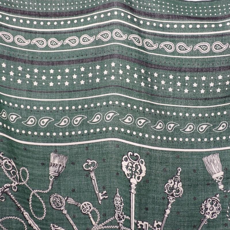 HERMES   scarf green cashmere/silk Women