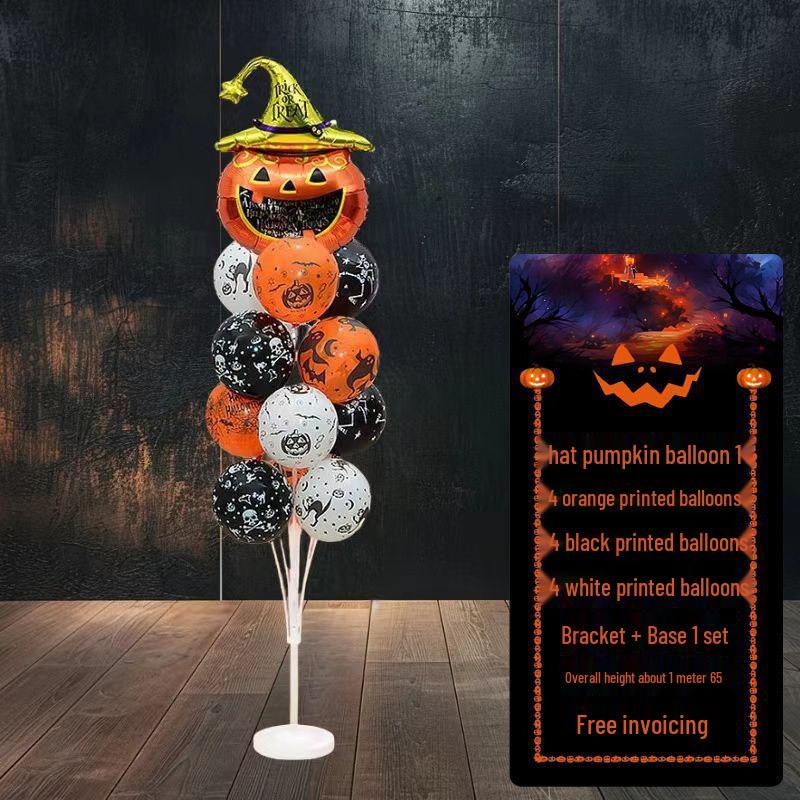 Halloween Pumpkin Skeleton Balloon Columns for Party and Event Decoration