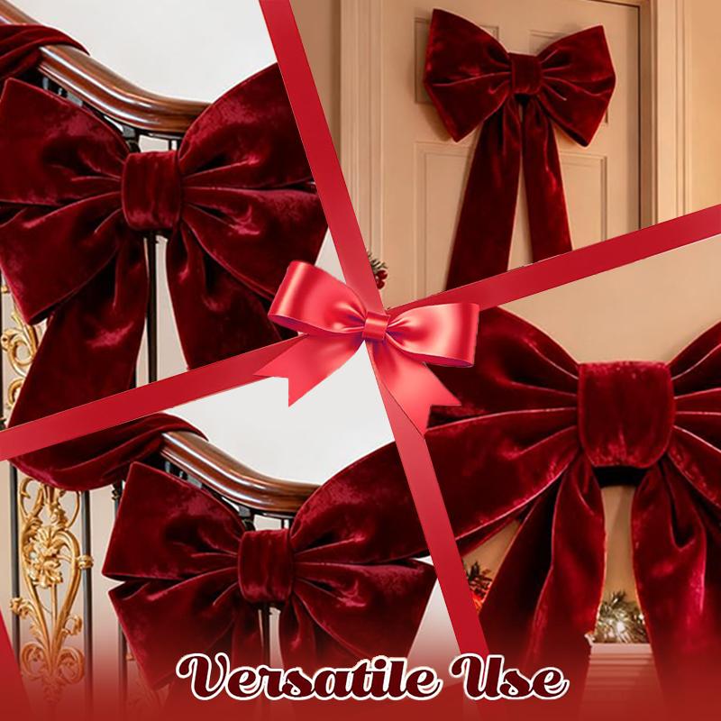 Velké sametové vánoční mašle (6 Ft) — Velké mašle na špičku vánočního stromku, věnce, krbovou římsu, vchodové dveře