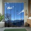 1pc Trees And Birds Blue Sky Scenery Shower Curtain Natural Landscape Pattern Bathroom Decoration Polyester Fabric Contains