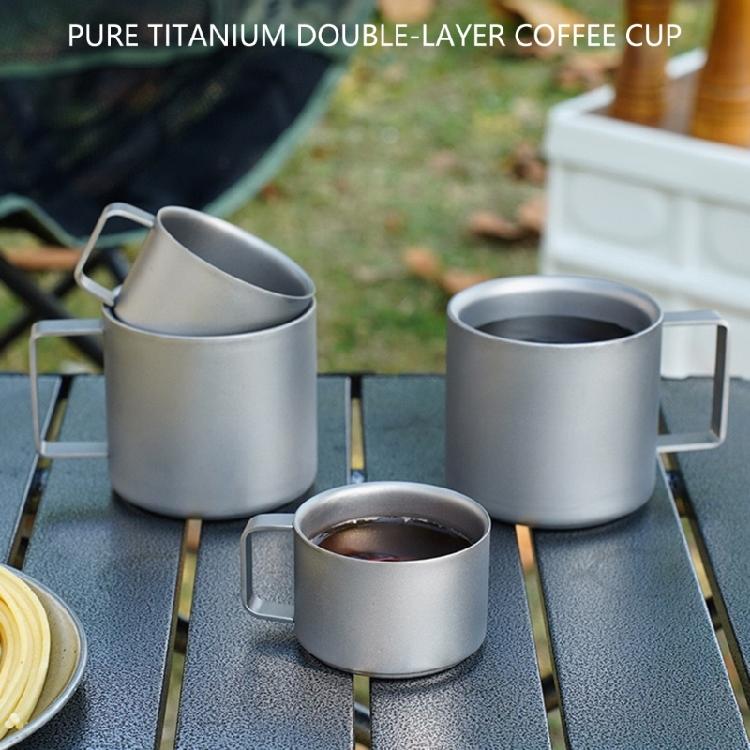 100ml Double Wall Coffee Cup Portable Outdoor Water Cup with Fixed Handle Camping Mug For Hiking Camping Drinkware
