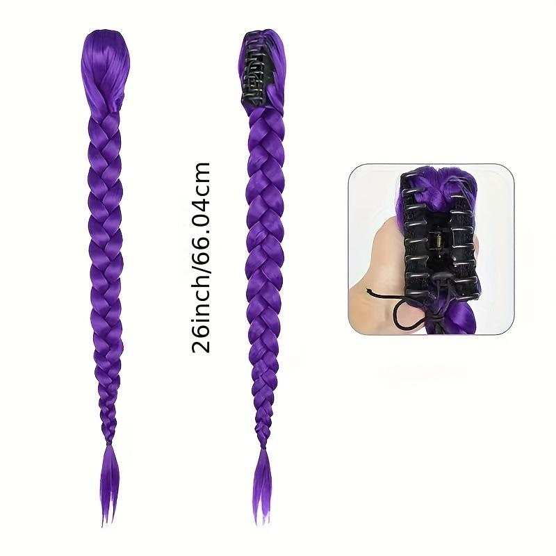 Lumi Ponytail Wig: Cross-Border E-Commerce Purple Wig with Colorful Braids & Dreadlocks