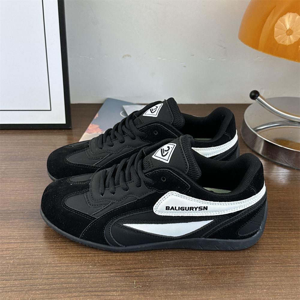 

Dexun shoes American retro color matching flat-soled casual racing shoes niche versatile lace-up thin-soled classic board shoes women 36 чёрный