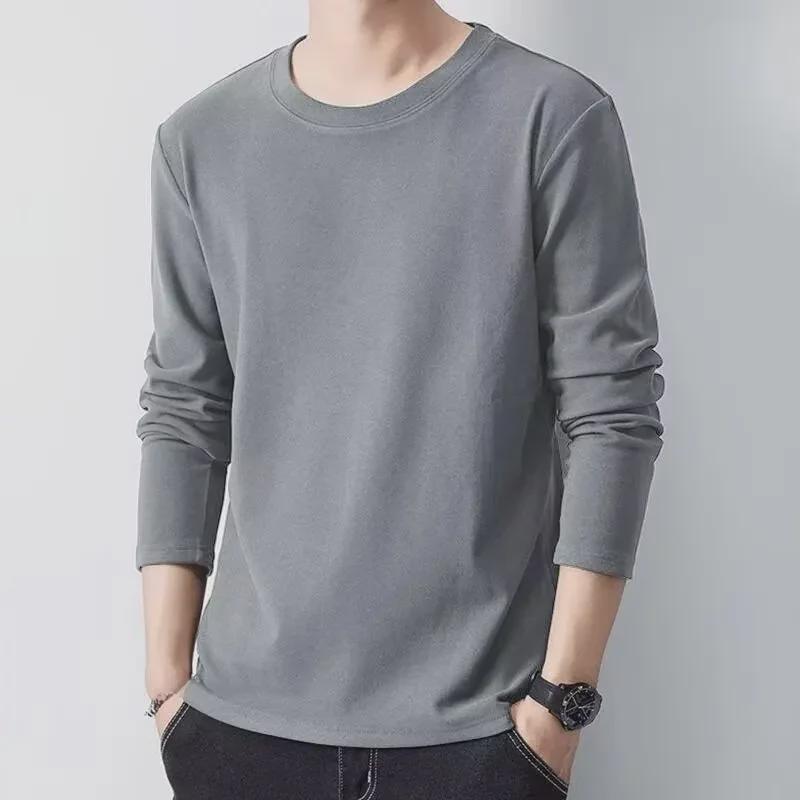 Maglietta calda a maniche lunghe in velluto tedesco slim-fit da uomo con scollo tondo per autunno/inverno